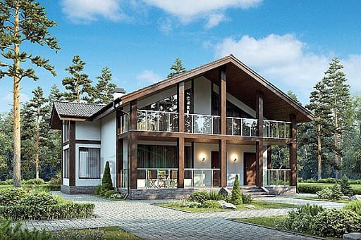 Красивые двухэтажные дома из разного кирпича (100 фото)